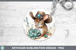 GorgeousFarm Western Teal Keychain design.