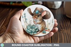 GorgeousFarm Western Teal Round Coaster design.