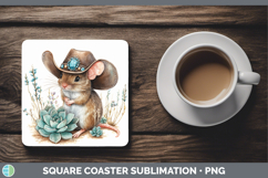 GorgeousFarm Western Teal Square Coaster design.