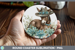 GorgeousFarm Western Teal Round Coaster design.