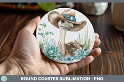 GorgeousFarm Western Teal Round Coaster design.