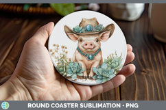 GorgeousFarm Western Teal Round Coaster design.