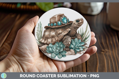 GorgeousFarm Western Teal Round Coaster design.