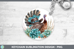 GorgeousFarm Western Teal Keychain design.