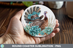 GorgeousFarm Western Teal Round Coaster design.