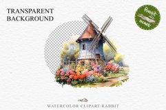 Farm Windmill Floral Landscape House Watercolor Clipart PNG Transparent Print for invitation t-shirt designs sublimation kids printable digital watercolor floral farm windmill barn png, flowers landscape clipart, life jpeg sublimation clip art