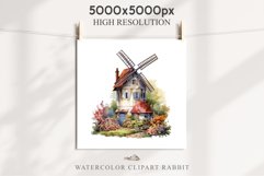 Farm Windmill Floral Landscape House Watercolor Clipart PNG Transparent Print for invitation t-shirt designs sublimation kids printable digital watercolor floral farm windmill barn png, flowers landscape clipart, life jpeg sublimation clip art