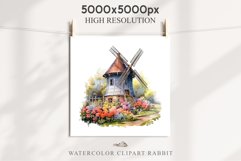 Farm Windmill Floral Landscape House Watercolor Clipart PNG Transparent Print for invitation t-shirt designs sublimation kids printable digital watercolor floral farm windmill barn png, flowers landscape clipart, life jpeg sublimation clip art