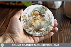 GorgeousFarm Winter Knit Hat Round Coaster design.