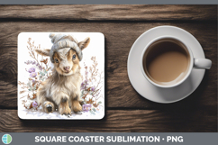 GorgeousFarm Winter Knit Hat Square Coaster design.