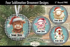Christmas Farm Animals Ornament Designs PNG File | Add Name Product Image 1