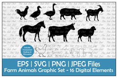 Farm Animal Silhouettes &amp; Outlines Clipart Bundle Product Image 1