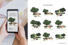 Flat vector illustrations of diverse people at farmer market Product Image 10