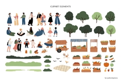 Diverse People at Farmers Market clipart, Element Set Product Image 2