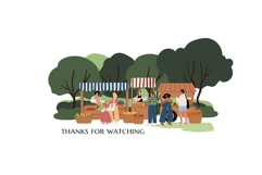 Diverse People at Farmers Market Seamless Borders set Product Image 4