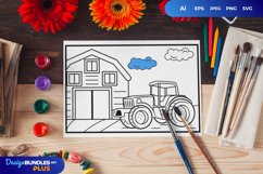 Farmhouse and Tractor Coloring Page Product Image 1