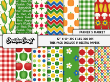 Farmers Market Digital Paper and Clipart png, Farmer clipart Product Image 2