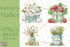 Spring Farmer’s Market Minis Clipart, Rustic Spring Png Product Image 1