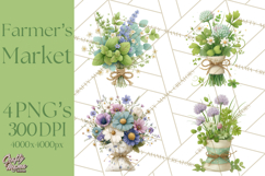 Spring Farmer’s Market Minis Clipart, Rustic Spring Png Product Image 1