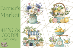 Spring Farmer’s Market Minis Clipart, Rustic Spring Png Product Image 1