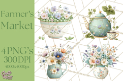 Spring Farmer’s Market Minis Clipart, Rustic Spring Png Product Image 1