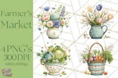 Spring Farmer’s Market Minis Clipart, Rustic Spring Png Product Image 1