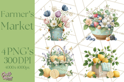 Spring Farmer’s Market Minis Clipart, Rustic Spring Png Product Image 1