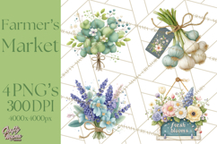 Spring Farmer’s Market Minis Clipart, Rustic Spring Png Product Image 1