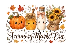 Farmers Market Era Cute Pumpkin Fall PNG Sublimation Design Product Image 1