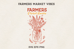 Farmers Market Flowers SVG Mason Jar Floral Line Art PNG Product Image 1