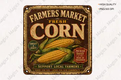 Farmers Market Fresh Corn Vintage Sign PNG Product Image 1
