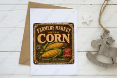 Farmers Market Fresh Corn Vintage Sign PNG Product Image 3
