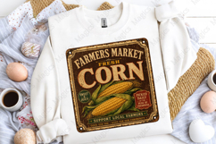Farmers Market Fresh Corn Vintage Sign PNG Product Image 5