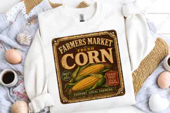 Farmers Market Fresh Corn Vintage Sign PNG Product Image 5