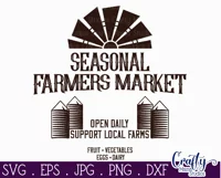 Vintage Farmhouse Home Round Sign Svg | Farmers Market Product Image 2