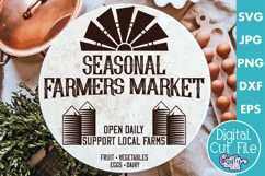 Vintage Farmhouse Home Round Sign Svg | Farmers Market Product Image 1