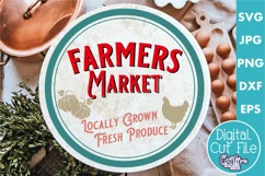 Vintage Farmhouse Home Round Sign Svg | Farmers Market Product Image 1