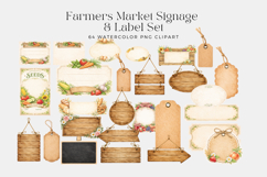 Farmers Market Clipart Rustic Watercolor Sign Labels Product Image 4