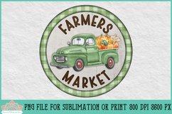 Farmers Market Vintage Truck With Pumpkins Round Fall Sublimation