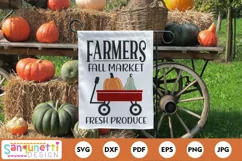 Farmers Fall Market with wagon and pumpkins SVG Product Image 1