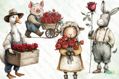Farmhouse Animal And Roses Clipart Product Image 1