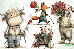 Farmhouse Animal And Roses Clipart Product Image 1