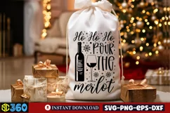 Ho ho ho pour the merlot SVG, Wine Bag SVG Product Image 1