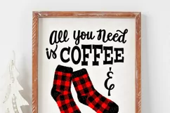 Cozy Christmas Buffalo Plaid SVG, Coffee and Fuzzy Socks SVG Product Image 5