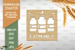 Farmhouse Coaster SVG. Wooden Coaster Laser Cut Product Image 1