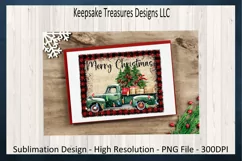 Merry Christmas Vintage Green Truck Sublimation PNG Design Product Image 2