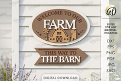 Farmhouse Directional Sign Laser Cut. Farm Welcome SIgn SVG Product Image 1