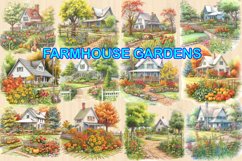 12 Farmhouse Gardens Clipart, Countryside House with Garden Product Image 2