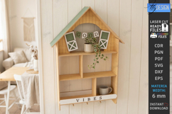 Farmhouse House Shelf Laser Cut | Rustic SVG | Wall Shelves Product Image 1