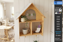 Farmhouse House Shelf Laser Cut | Rustic SVG | Wall Shelves Product Image 1